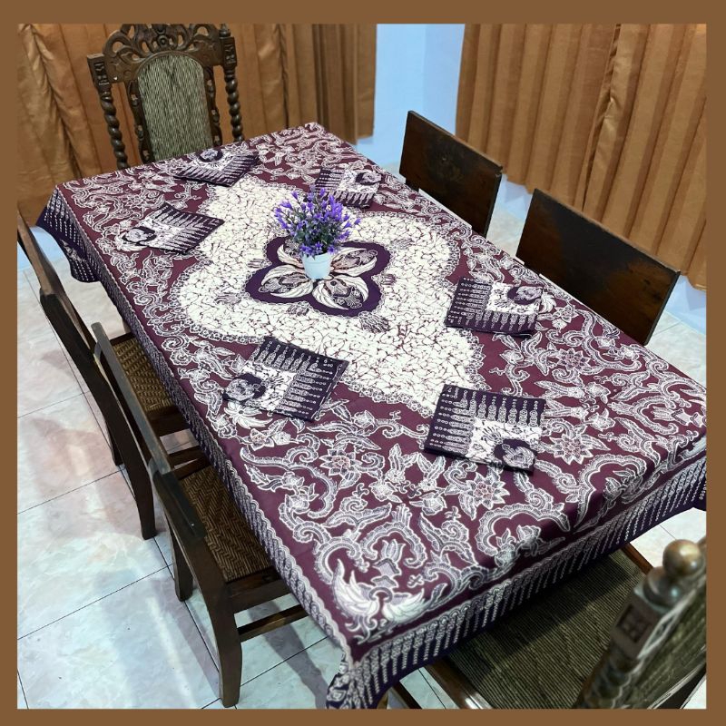 Taplak Meja Tamu Besar Taplak Meja Makan Kain Batik 6 Kursi Mewah