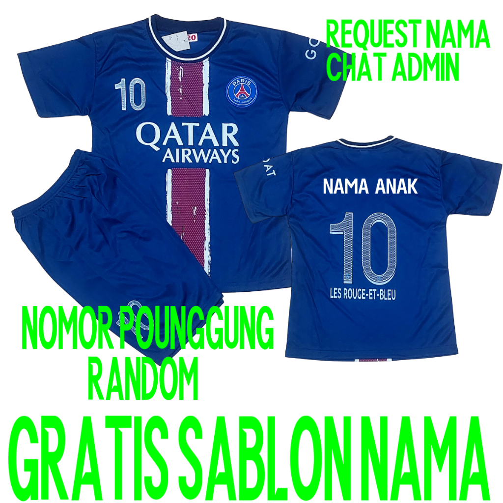 cod setelan anak baju bola psg/baju kaos bola psg anak terbaru