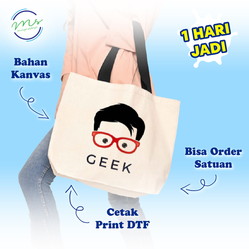 Tote Bag Alas Kanvas Natural Besar Desain Custom - Tas Belanja Canvas Totebag