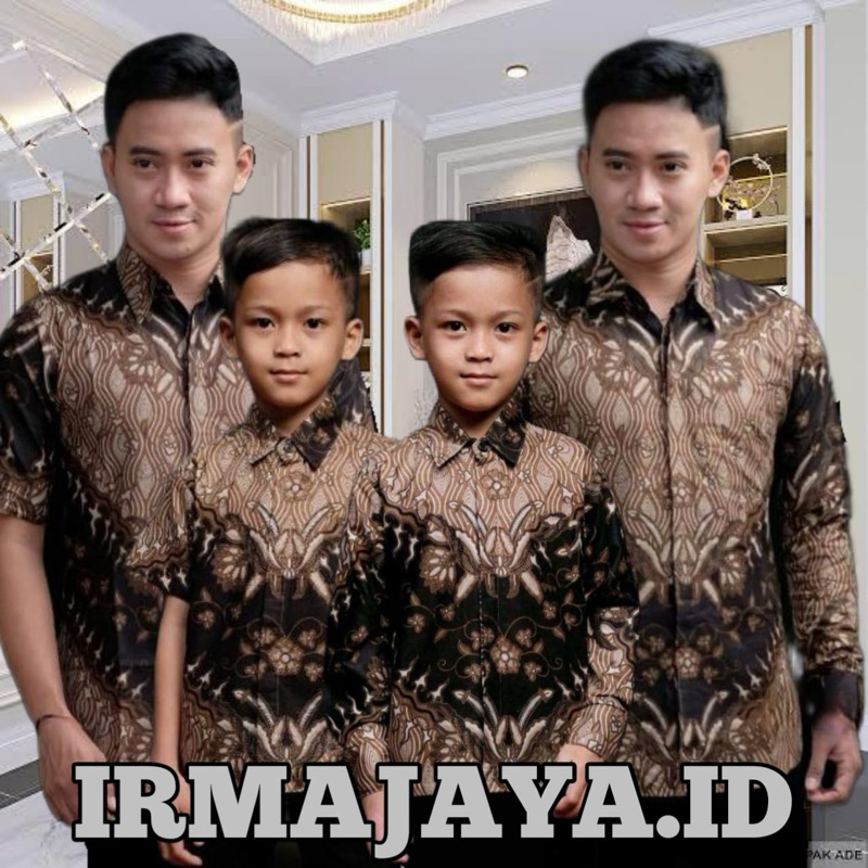 TERBARU KEMEJA BATIK PRIA BATIK KERIS COKLAT batik ayah dan Batik anak cowok