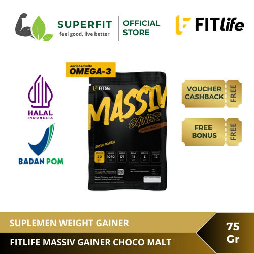 FITlife Massiv Gainer Sachet (MPro Upgraded) BPOM