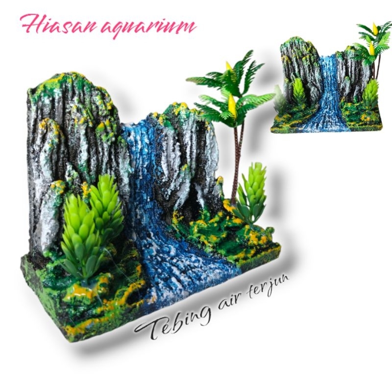 Hiasan Aquarium Tebing Air Terjun