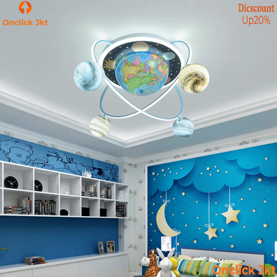 Lampu Plafon LED Dekorasi Kamar Anak-anak Lampu Plafon Planet Bumi Alam Semesta Lampu Hias Mewah