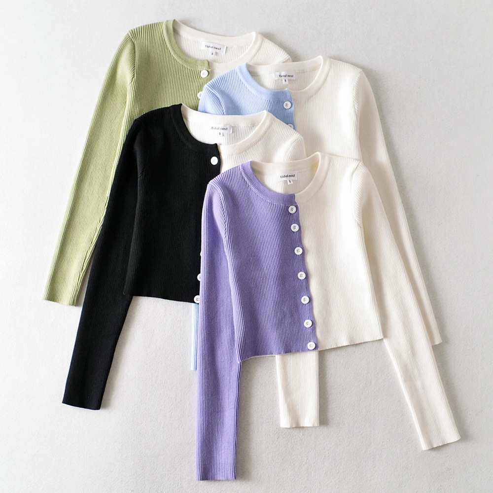 [Hallyu] Cardigan 2 Warna Crop Lengan Panjang Knit Premium | Kardi Crop Knit Korean Style | Cardigan