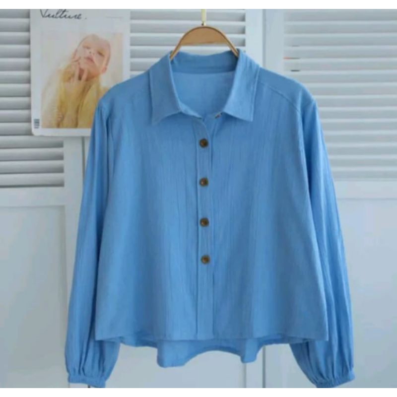 KEMEJA CROP CRINKLE AIRFLOW / KEMEJA LENGAN PANJANG / KEMEJA CROP CRINKLE TERBARU / ATASAN CROP