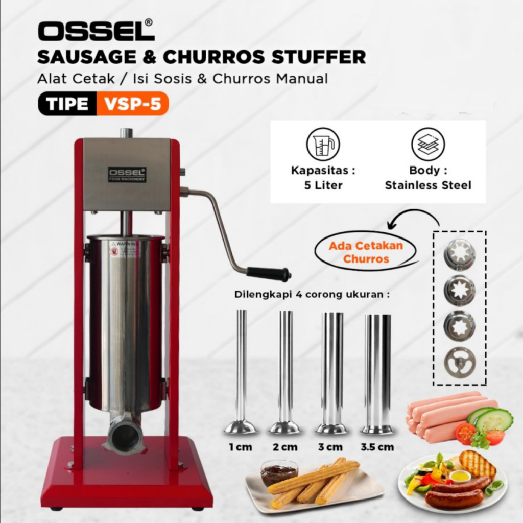 OSSEL Mesin Pengisi Sosis 5Liter Mesin Isi Sosis Galantin Sausage Stuffer Sausage Filler OSSEL