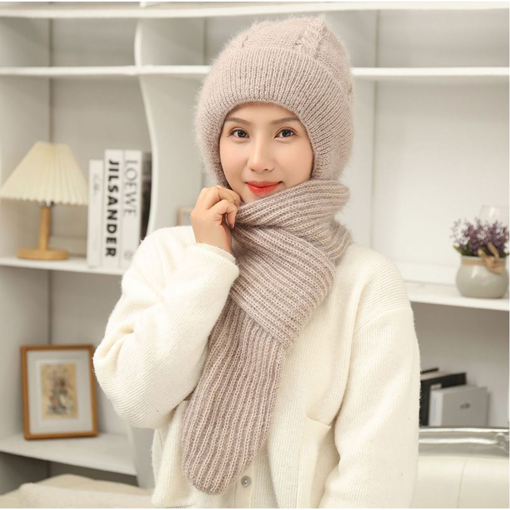 Topi Beanies Syal Wanita Musim Dingin Bisa Jadi Hijab Winter Hat