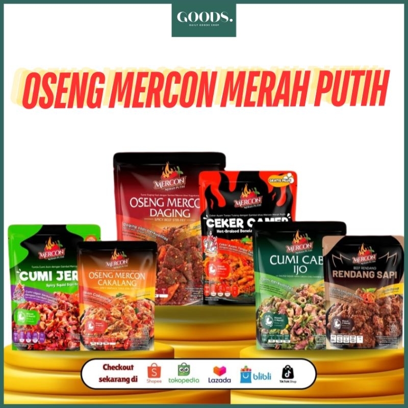 

GOODS Sambel Oseng Mercon Merah Putih All Variant Bebas Pilih Rasa Oseng Mercon Sambal Daging Sambal Cakalang Rendang Cumi Ceker