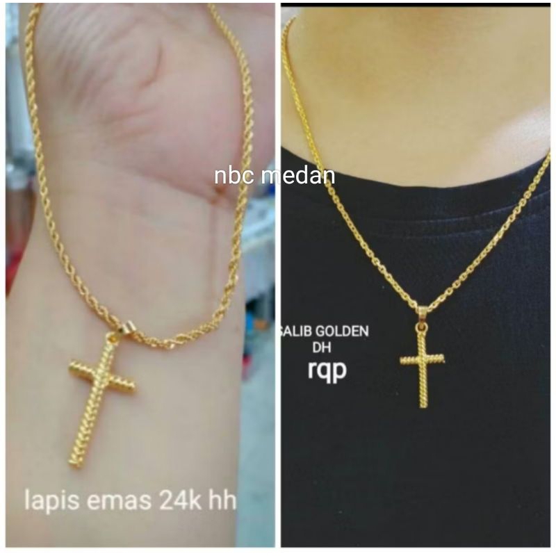 Kalung salib nbc.medan lapis emas 24k cantik