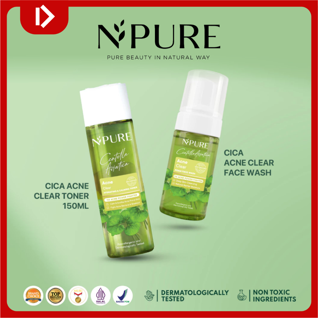 DOSIDO - NPURE Cica Toner 150 ml & 30ml | Cica Face Wash 100 ml / Kulit berjerawat / kombinasi / ber