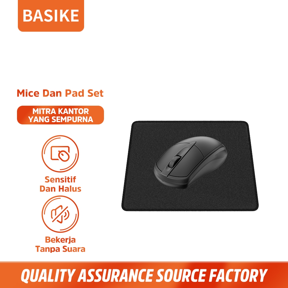 BASIKE Mouse Pad Set Gaming Silent Click Mini Full Size untuk PC Laptop Computer Tablet Easy Work