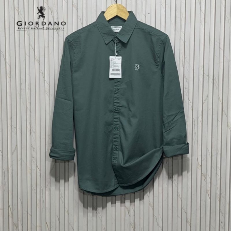Kemeja Pria Giordano 3D Lengan Panjang Slimfit || Kemeja Pria Casual ||Kemeja Polos Pria