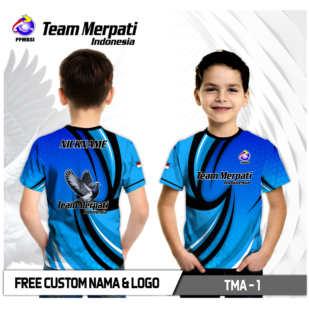 Kaos anak jersey merpati baju team merpati free custom