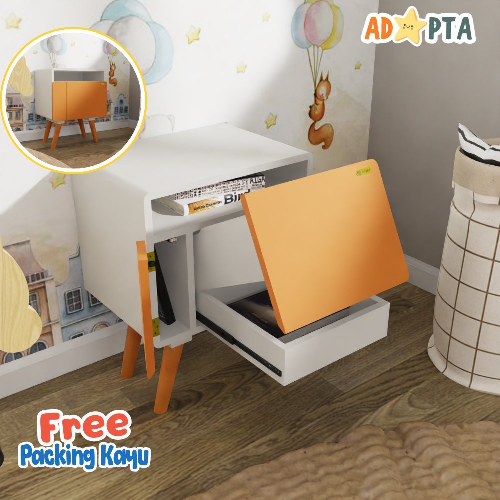 Adapta - Nakas Lift Up Minimalis - Nakas Hidden Storage Kamar Anak Full Colour - Nakas Laci Sembunyi
