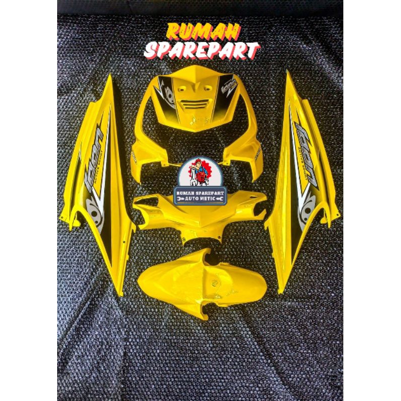 Cover Full Body Alus Honda Beat Karbu Kuning Striping Icon Thailand