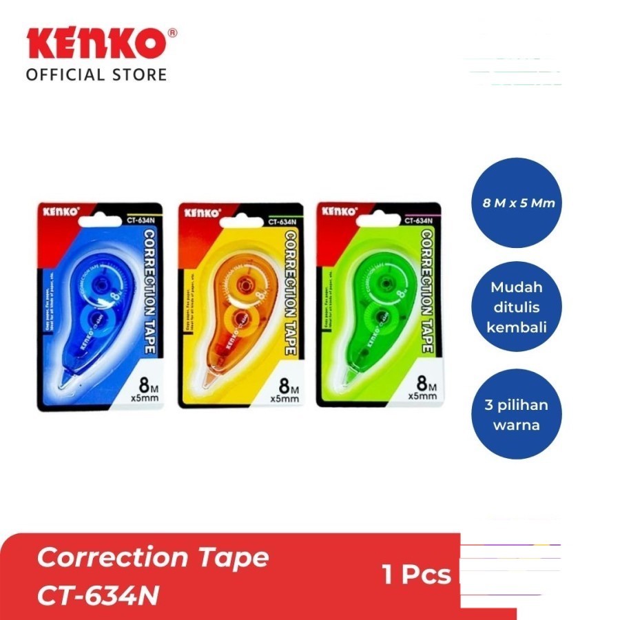 

Tip Ex Correction Pen Kenko CT-634N Original (1 PCS) / Correction Tape Pita Koreksi Kenko CT-634N / Tip Ex Pita Fancy Serbaguna