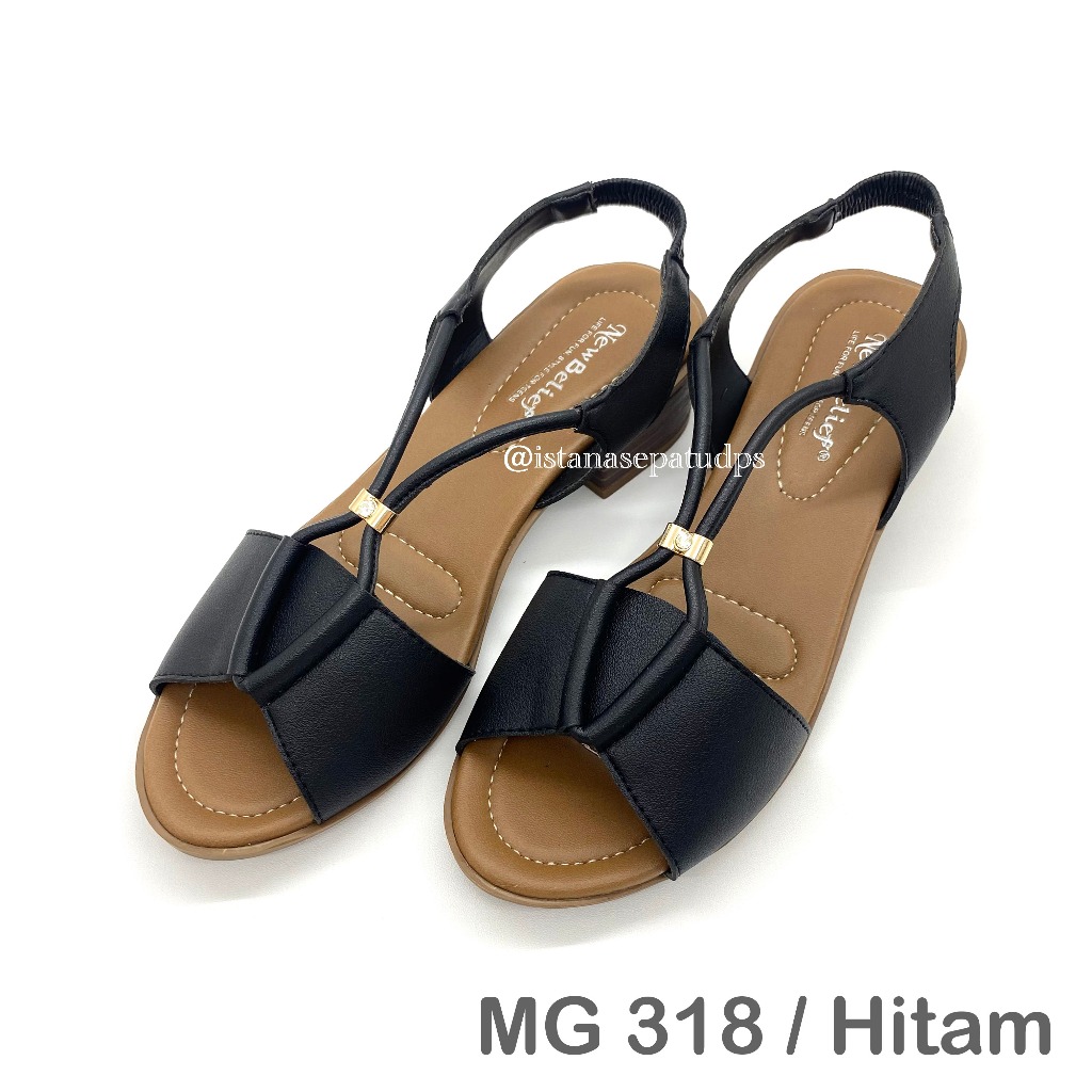 Sandal Kenip Wanita Belief MG 318, Hitam & Camel, Ringan, Nyaman