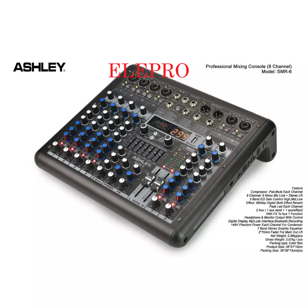 mixer audio ashley smr6 smr 6 (6channel) original ashley