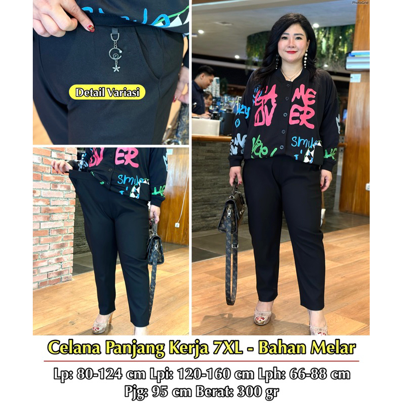 FINA BIG SIZE - CELANA KERJA KANTOR JUMBO JERSEY MELAR