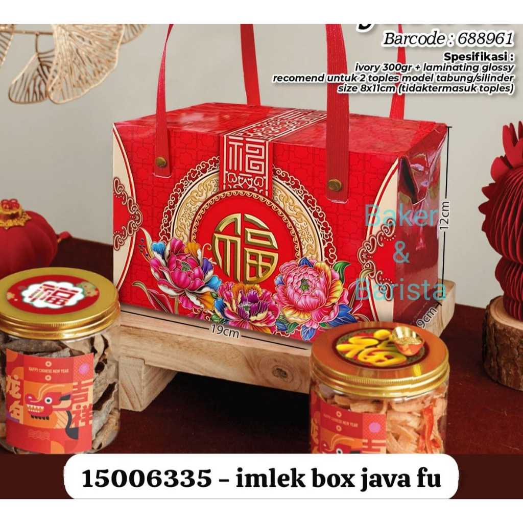 

Imlek Box Java FU 19x9x12 Imlek Mini Box Cookie Hampers CNY Gift