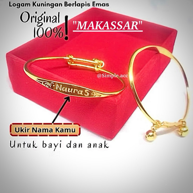 gelang tangan bayi & anak lapis emas kerincing