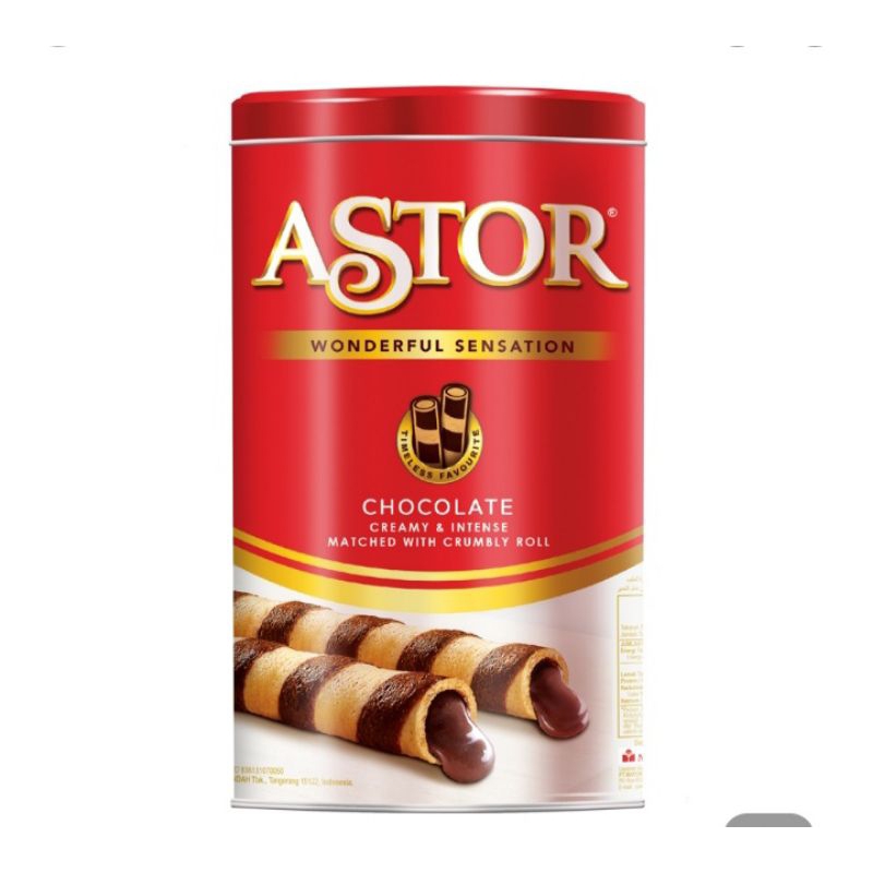 

astor wafer stick coklat kaleng 330gr