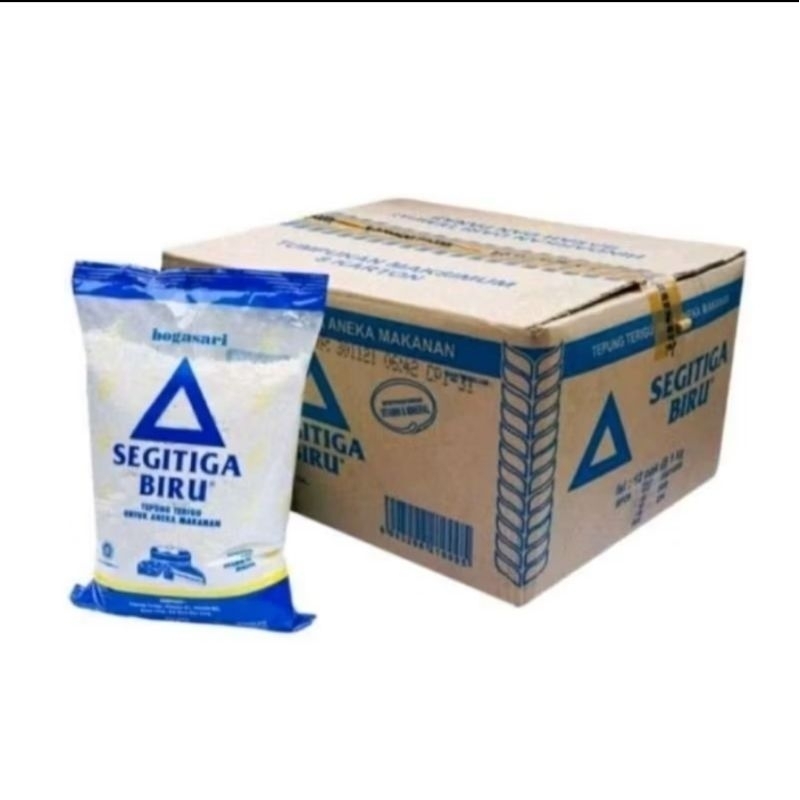 

1 karton tepung terigu segitiga biru kemasan 1 kg isi 12 bungkus