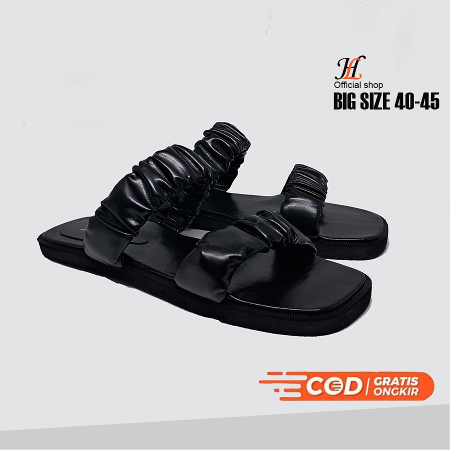 Sandal Flatform  41-45 sendal wanita tali karet Big size Jumbo kekinian casual gaia