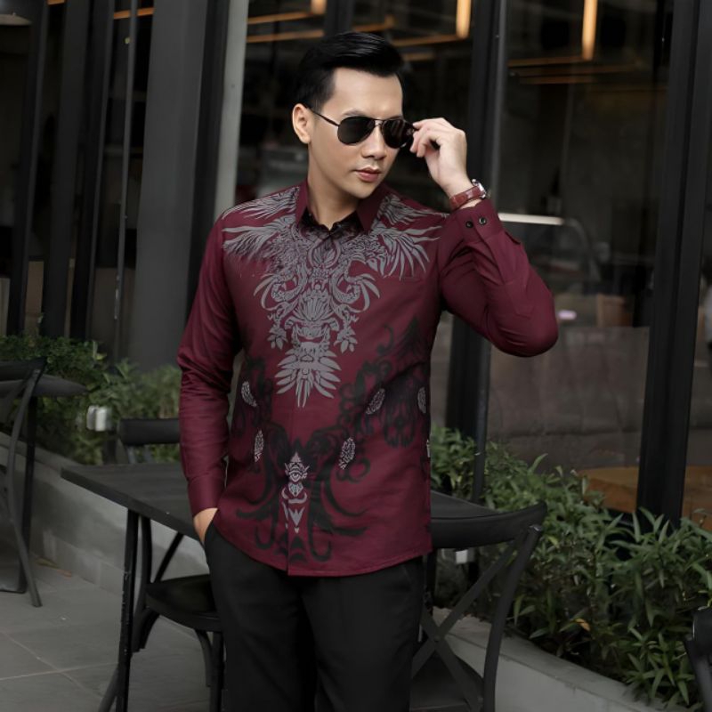 Bajuu Bstik Bapak Bapak Batik Kemejaa Murah Baju Barik Kerja Casual Murah Tebal Lengan Pendek Kemejs