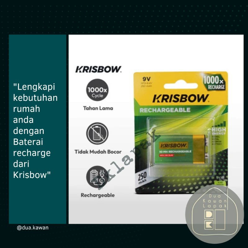 Krisbow Baterai Rechargeable 9v Hf9 250 Mah