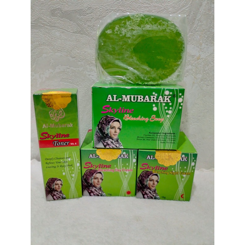 paket ~ Al Mubarak 4 in 1 ( Cream Day & Night, Toner.Sabun Batang)