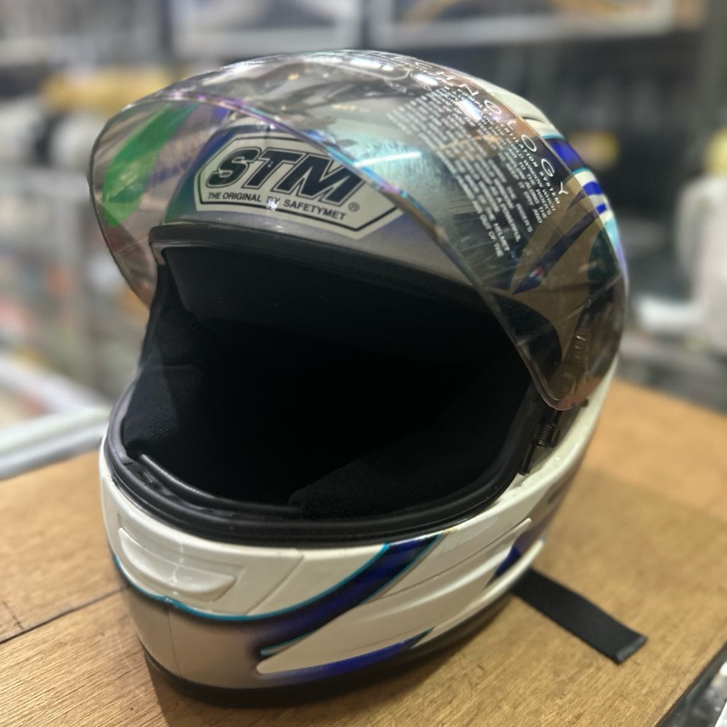 Helm Full Face Index/STM XC-12 Dewasa Import White Blue