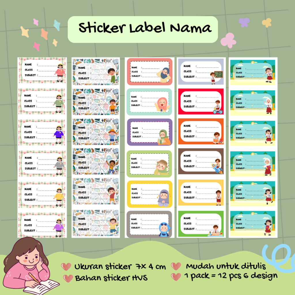 

Sticker Label Nama / Sticker label Pelajaran / Label Buku Pelajaran Sekolah/ Stiker mata pelajaran