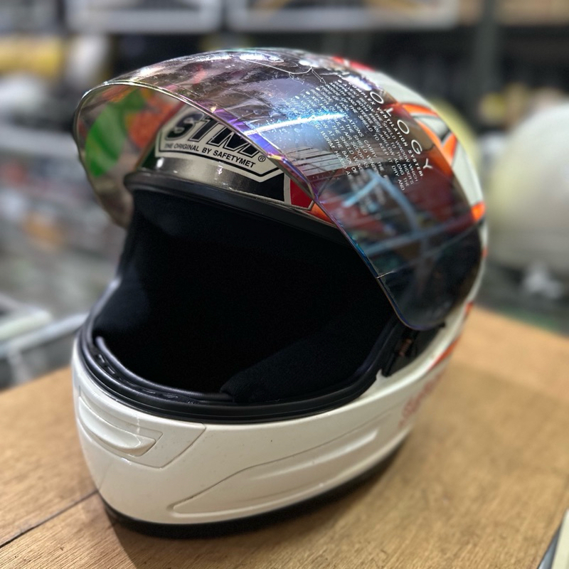 Helm Full Face Index/STM XC-15 Dewasa Import White Orange