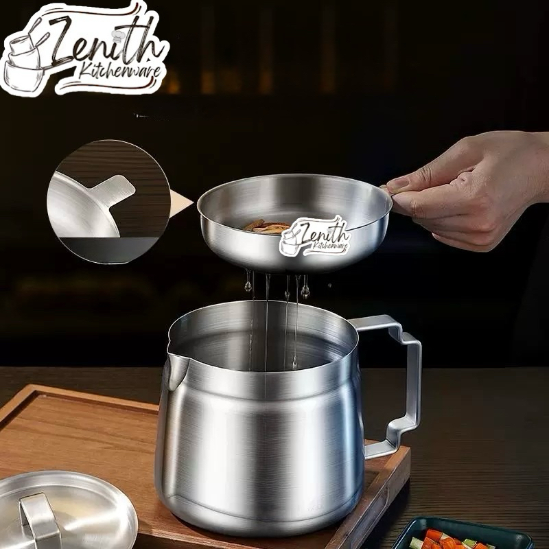 OIL FILTER POT 1,5L / DEEP FRYER MINI/ OIL POT SARINGAN MINYAK MULTIFUNGSI SUS 304