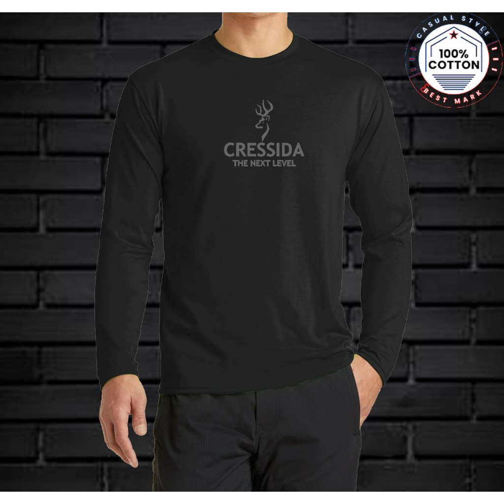 Cressida Kaos Lengan Panjang Hitam - Baju T-shrit Pria Wanita