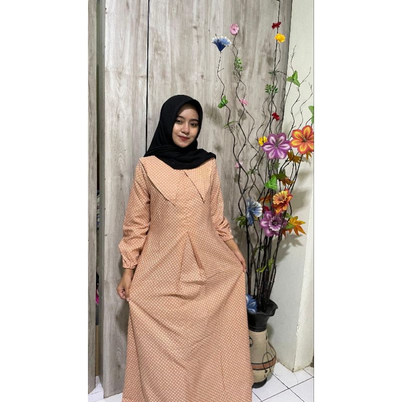 gamis katun polkadot
