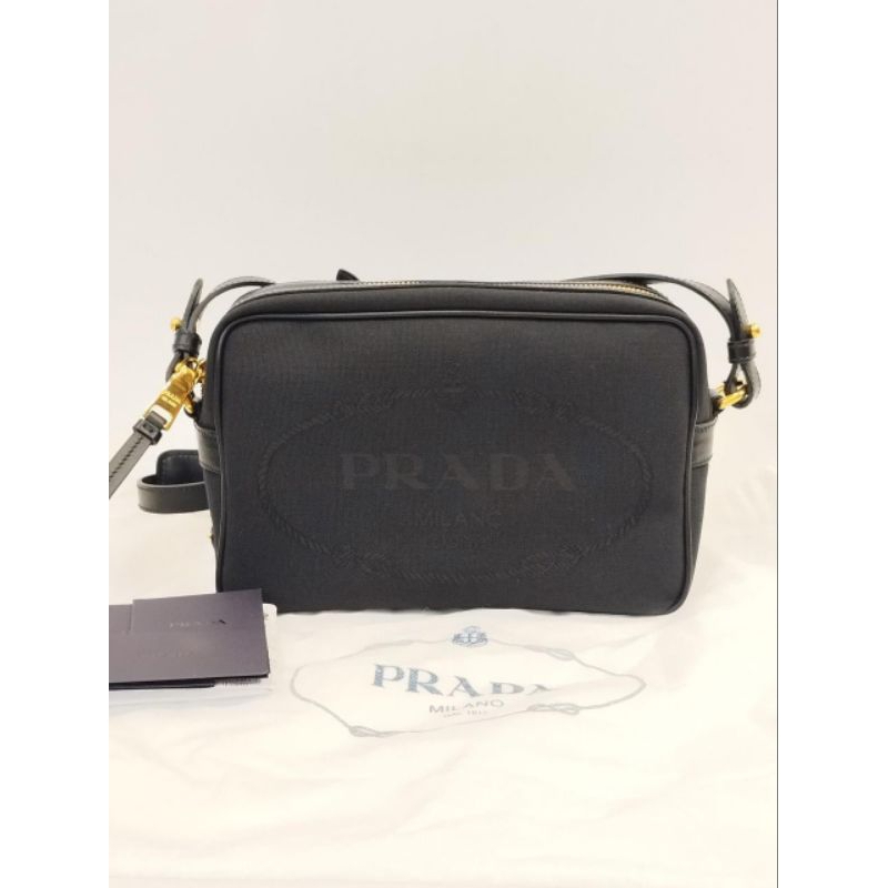 NBU Prada bandoliera 1BH089 camera bag logo jacquard corda nero . . sz 22 x 15 x 8 cm . . 10,900k re