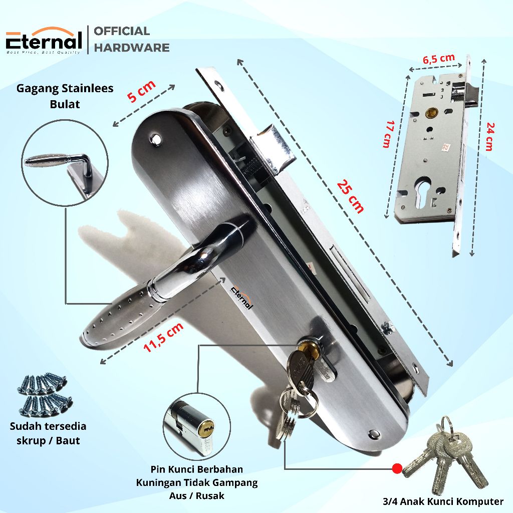 HANDLE PINTU RUMAH UKURAN BESAR STAINLESS STEEL PINTU KAYU KLASIK HANDLE MOTIF BINTIK