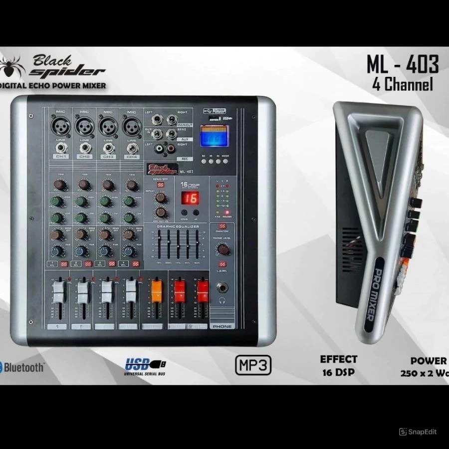 Power Mixer Black Spider ML403, ML 403 ( 4 Channel Full )