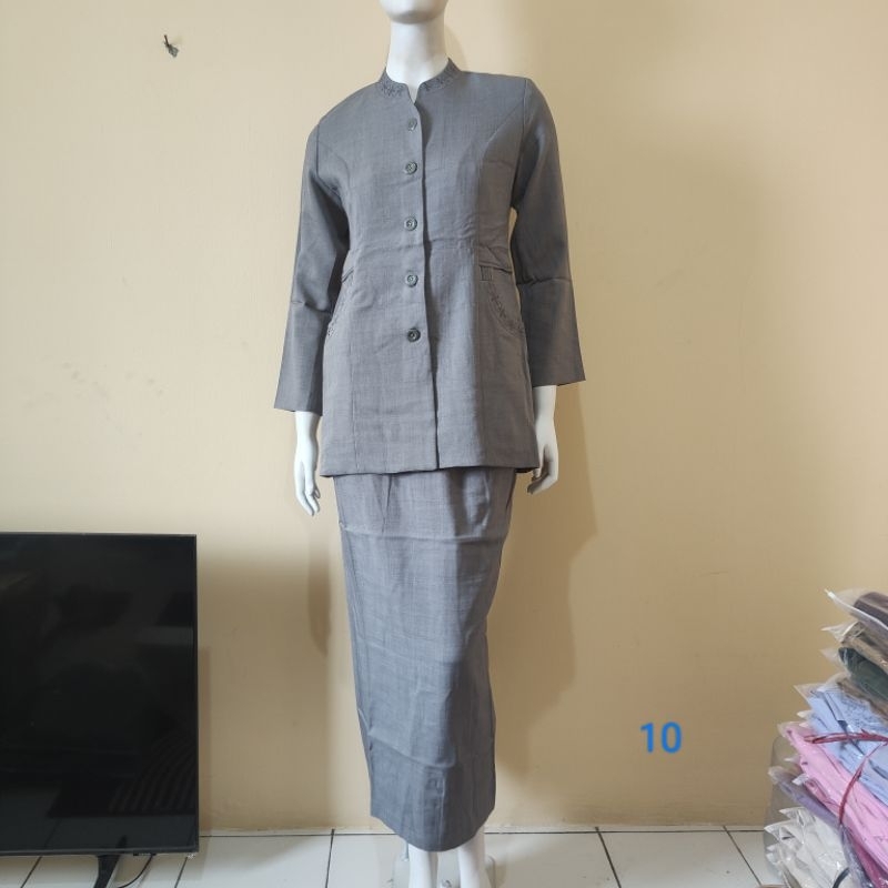 Termurah Setelan Baju Kantor Wanita Dinas ASN warna Abu Muda
