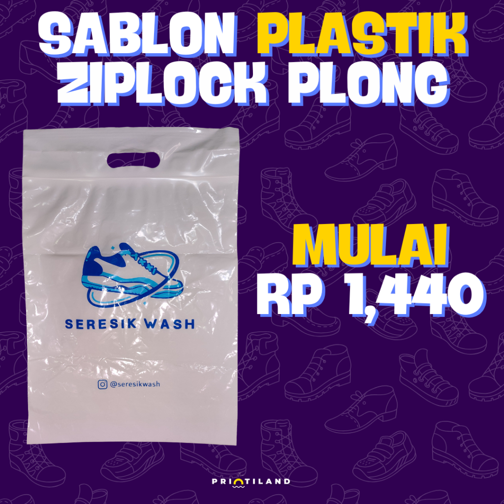 Sablon Plastik Ziplock/Klip + Plong - Bahan PE 50 micron - Free Desain - Plastik Laundry kaos hijab