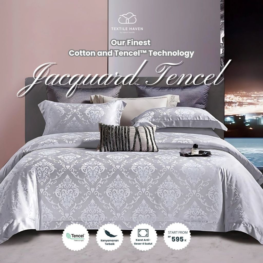 Sprei dan BedCover Jacquard Tencel Serat Bamboo Original 80s | Sprei KingKoil Sutra Emboss tinggi 40