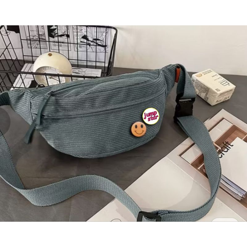 HEMAT LUAR BIASA Tas Slempang Corduroy Waistbag Tas Pinggang Pria Wanita HEMAT LUAR BIASA