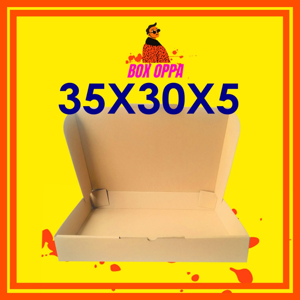

Kardus Dus uk 35x30x5 cm (ECER) Die Cut Box Kotak Packing Aksesoris Baju Makanan Pizza Hijab Kue