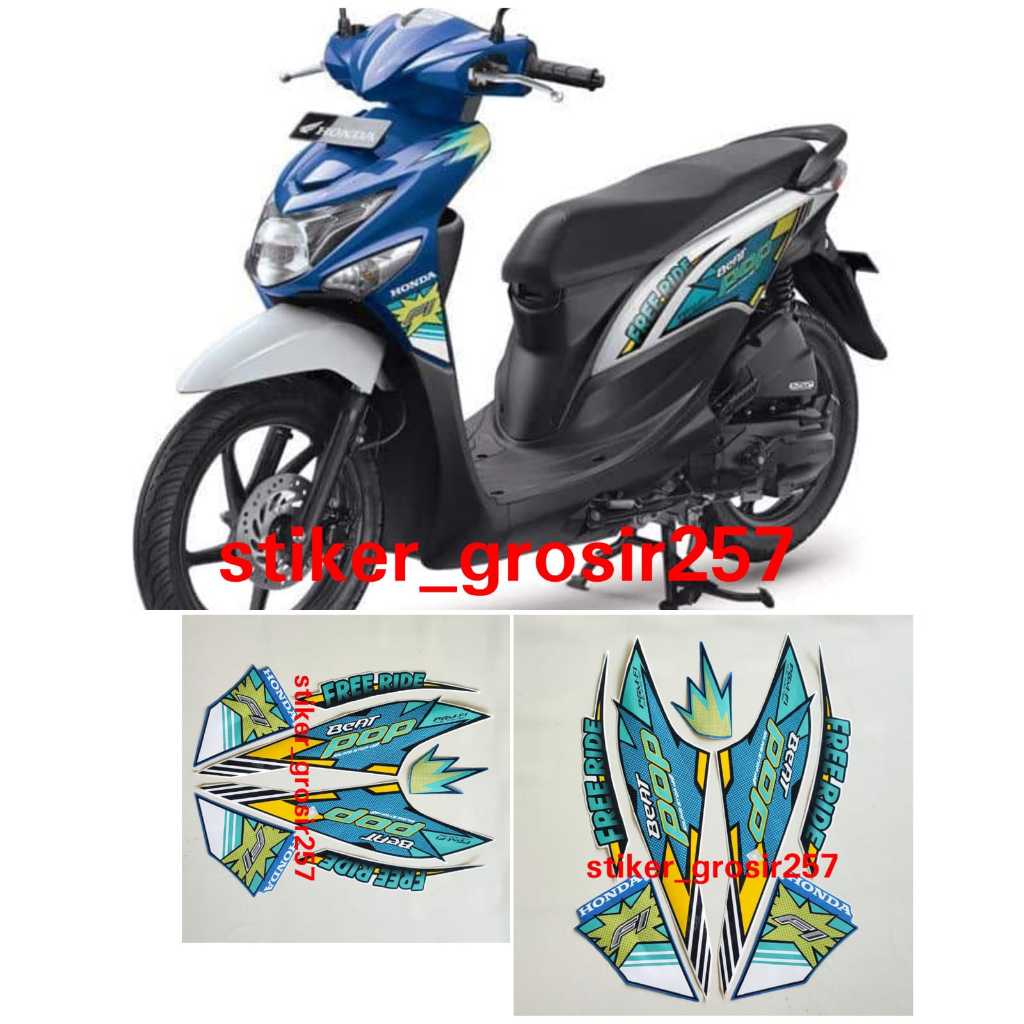 STRIPING STIKER & LIS BODY BEAT POP FREERIDE 2016 2017 PUTIH BIRU