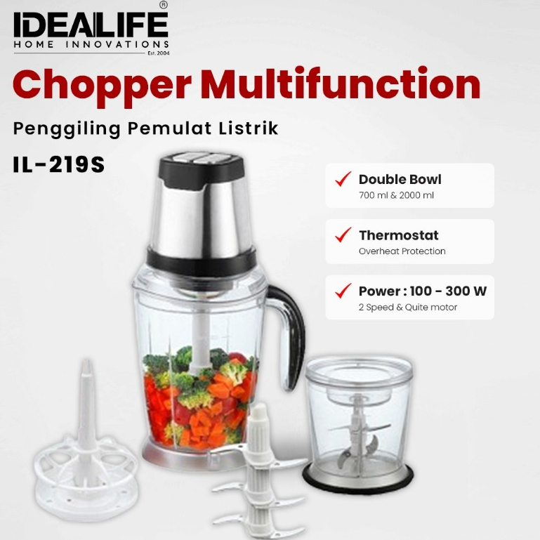 IDEALIFE Electric Chopper Double Bowl IL-219S Chopper Listrik Double Mangkok IDEALIFE