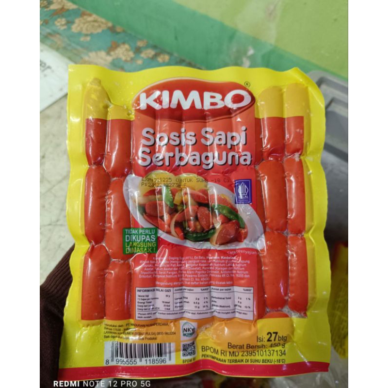 

kimbo coctail merah sosis sapi serbaguna 450 gr kurleb 27 batang