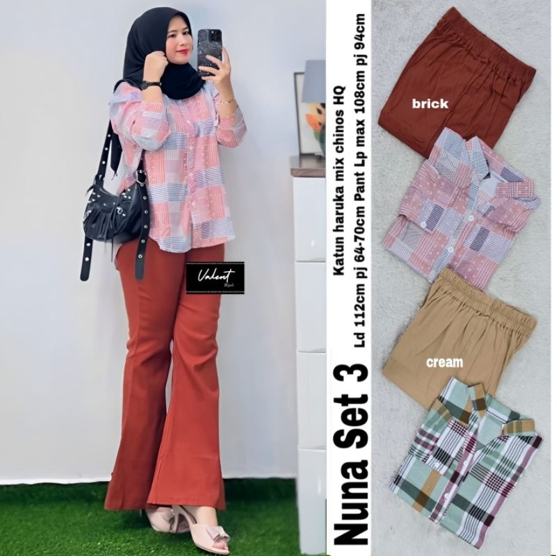 Valent Nuna 3 Setelan Celana Wanita Bahan Katun HQ Mix Chinos HQ