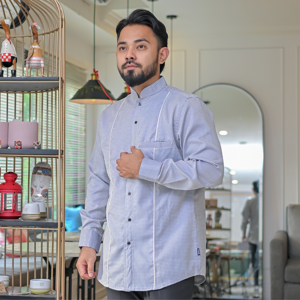 REV Jas Koko Pria Motif Kotak Baju Koko Muslim Formal & Casual JasKo Lengan Panjang